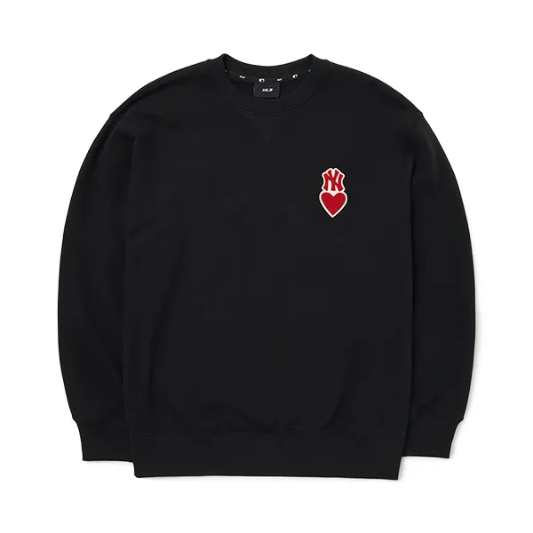 Áo Nỉ Sweater MLB Heart Overfit Sweatshirt New York Yankees 3AMTH0324-50BKS Màu Đen