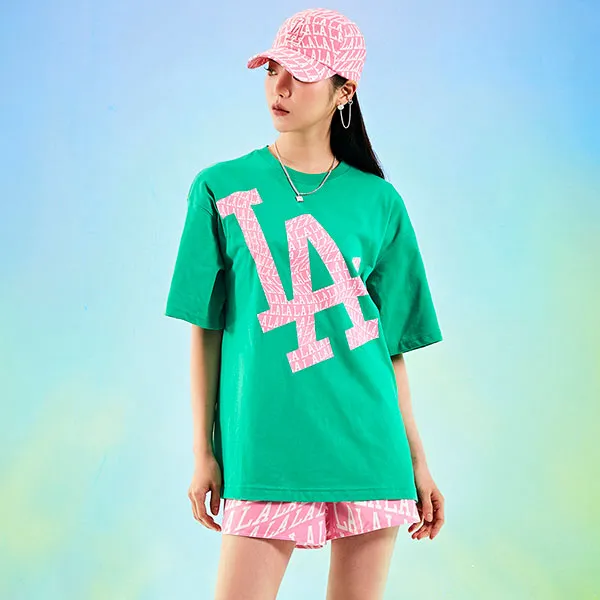 Áo Phông MLB Illusion Mega Overfit LA Dodgers Tshirt 3ATS60023-07GNL Màu Xanh Green