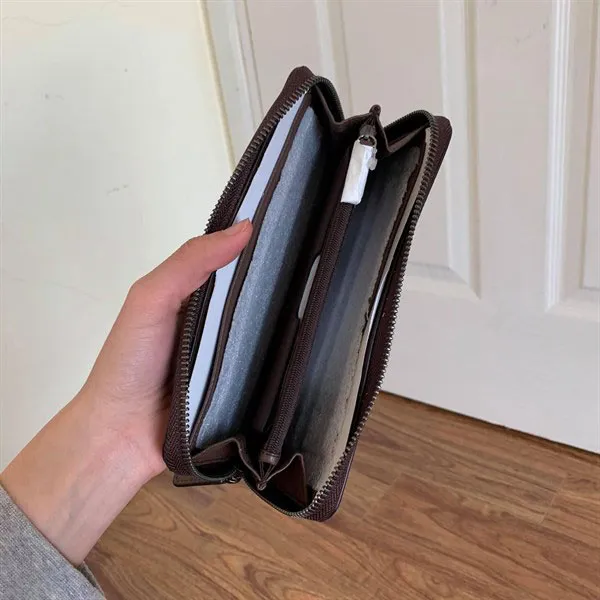 Ví Michael Kors MK Russel Tech Zip Around Long Wallet Màu Nâu Size 20