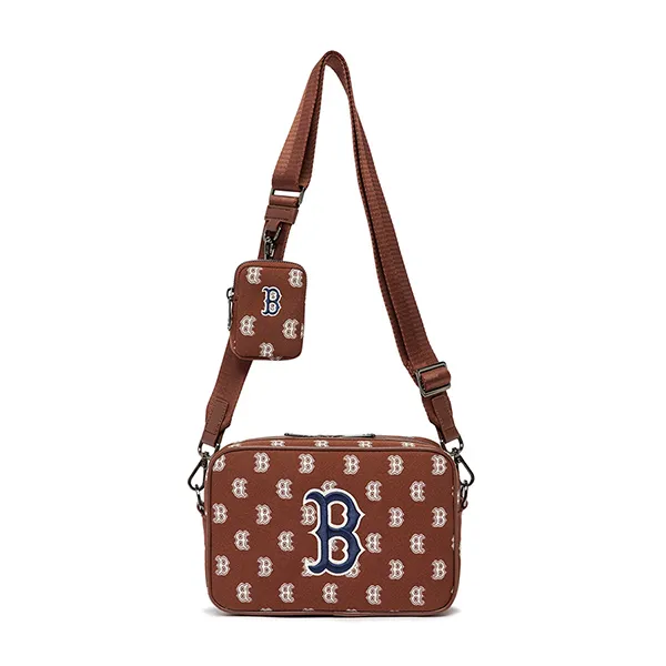 Túi Đeo Chéo MLB Monogram Jacquard Crossbody Boston Red Sox 3ACRM012N-43BRD Màu Nâu