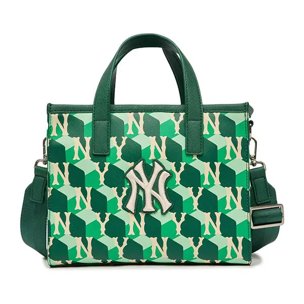 Túi Tote MLB Cube Monogram Small Tote Bag New York Yankees 3AORS022N-50GND Màu Xanh
