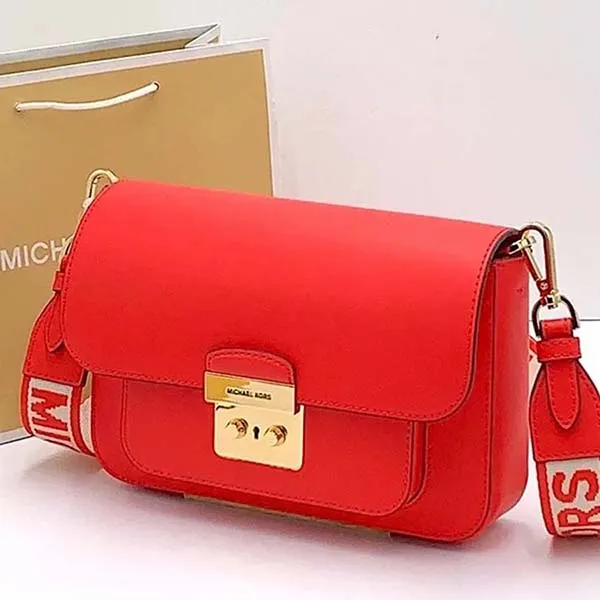 Túi Đeo Chéo Michael Kors MK Sloan Editor Medium Flap Messenger Coral Reef Color Màu Đỏ - Túi xách - Vua Hàng Hiệu