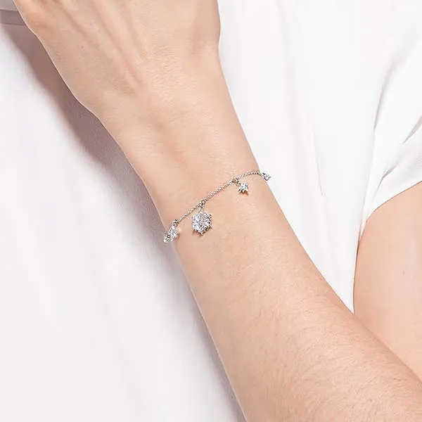 Vòng Đeo Tay Swarovski Magic Bracelet Snowflake, White, Rhodium Plated 5576695 Màu Bạc