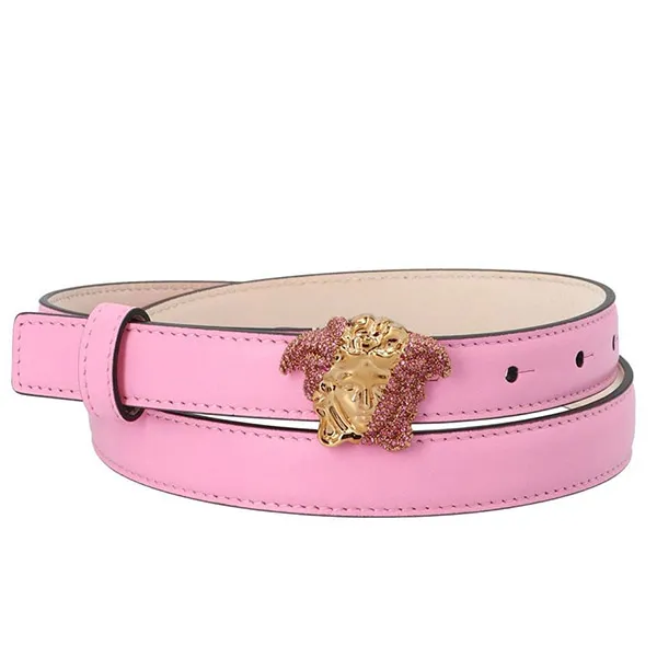 Thắt Lưng Versace Palazzo Dia Belt With Crystal-encrusted Medusa Buckle In Flamingo Pink-oro Màu Hồng - Thắt lưng - Vua Hàng Hiệu
