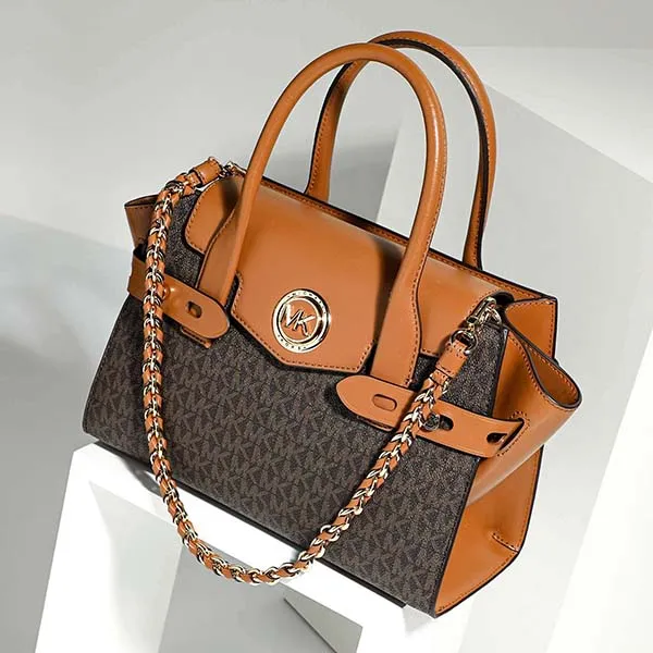 Carmen Small Logo and Leather Belted Satchel  Michael Kors