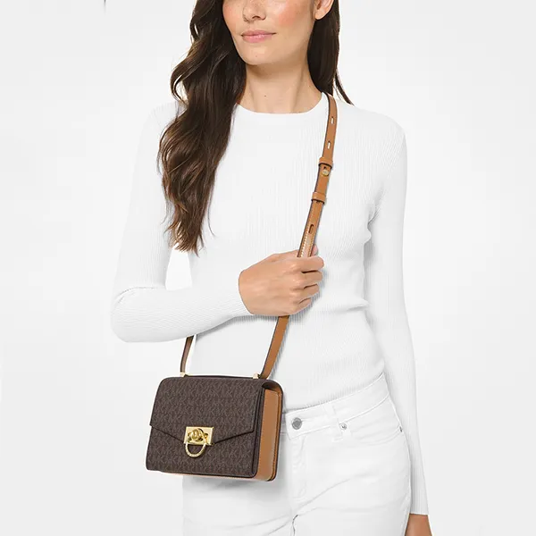 Túi Đeo Chéo Michael Kors MK Hendrix Leather Crossbody Bag Màu Nâu