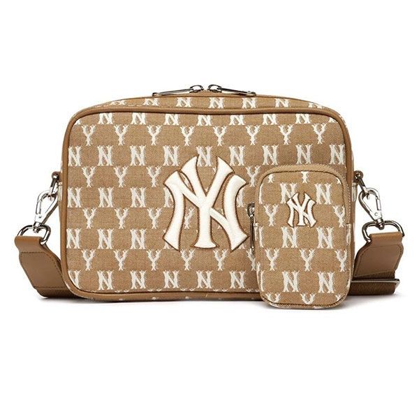 Túi Đeo Chéo MLB Monogram Jacquard Mini Crossbody Bag New York Yankees 32BGDC111-50BMN Màu Nâu Size 23 - 1