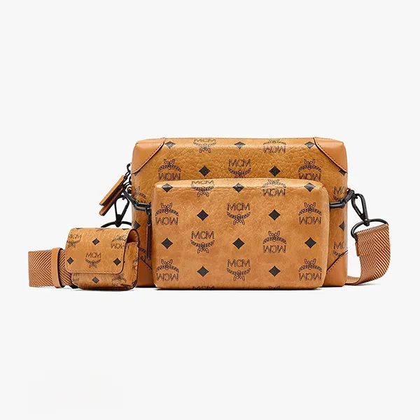 Túi Đeo Vai MCM Small Klassik Multifunction Crossbody In Visetos Màu Nâu