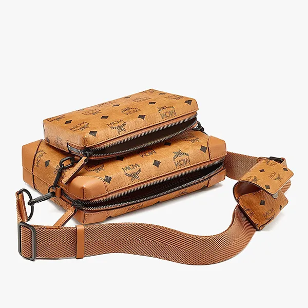 Túi Đeo Vai MCM Small Klassik Multifunction Crossbody In Visetos Màu Nâu