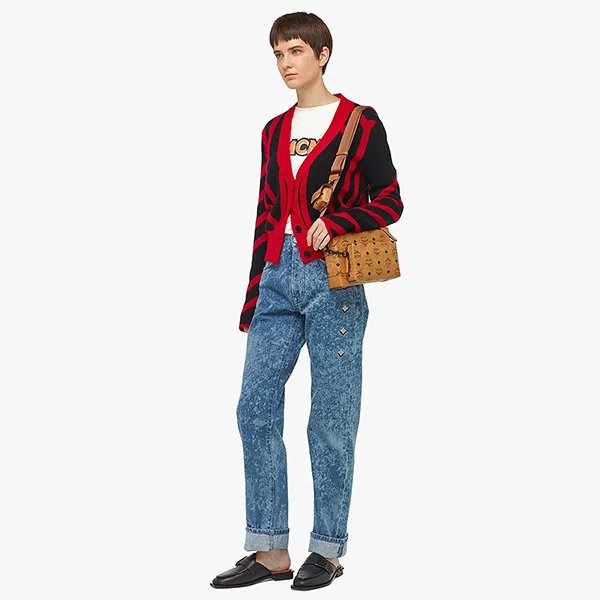 Túi Đeo Vai MCM Small Klassik Multifunction Crossbody In Visetos Màu Nâu