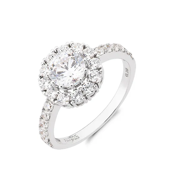 Nhẫn Huy Thanh Jewelry NDINO 222 - 14K - Đá Cubic Zirconia Màu Bạc