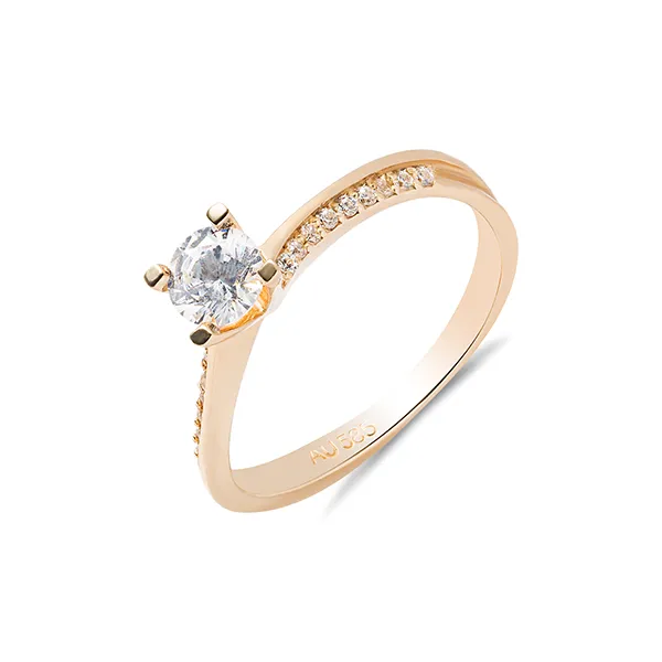 Nhẫn Huy Thanh Jewelry NDINO 39 - 14K - Đá Cubic Zirconia Màu Vàng Gold