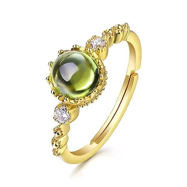 Nhẫn Kya Jewel Đá Peridot Kèm Cz Cổ Điển Tinh Tế R46 Màu Vàng Gold