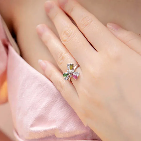 Nhẫn Kya Jewel Đá Tourmaline Hoa Ba Cánh Hiện Đại NAR9 - Trang sức - Vua Hàng Hiệu