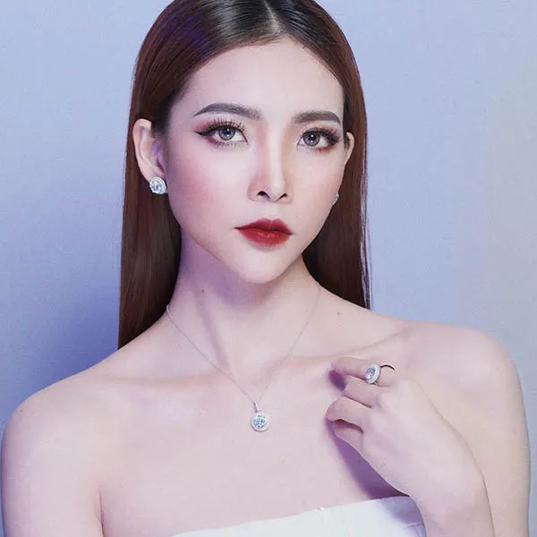 Nhẫn Kya Jewel Đá Trắng Tròn SR79 Màu Bạc