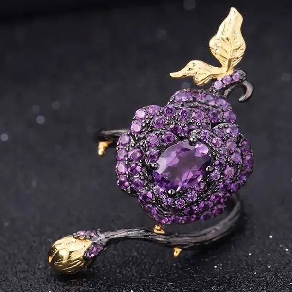 Nhẫn Kya Jewel Thạch Anh Tím Hoa Hồng Nở Rộ KW15 - Trang sức - Vua Hàng Hiệu