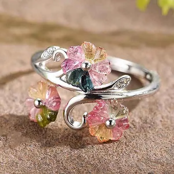 Nhẫn Kya Jewel Tourmaline Cánh Hoa Nhiều Màu NAR3 - Trang sức - Vua Hàng Hiệu