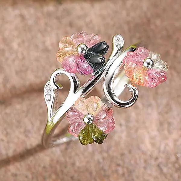 Nhẫn Kya Jewel Tourmaline Cánh Hoa Nhiều Màu NAR3 - Trang sức - Vua Hàng Hiệu