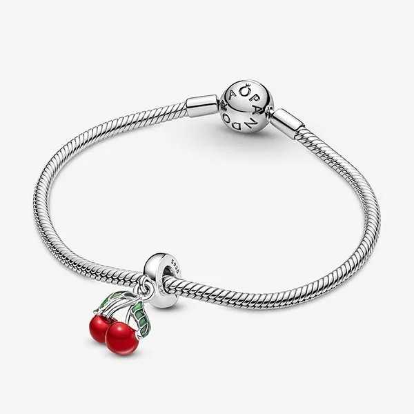 Hạt Vòng Charm Pandora Asymmetrical Cherry Fruit Dangle 791583C01 Màu Đỏ Bạc C_ED - Trang sức - Vua Hàng Hiệu