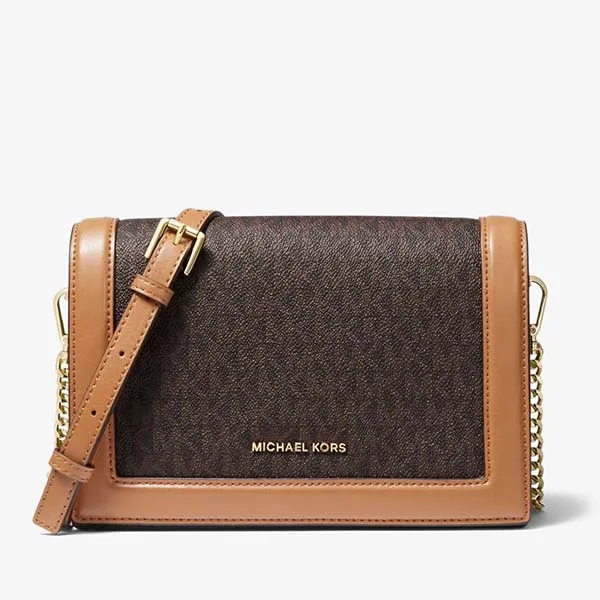 Túi Đeo Chéo Michael Kors MK Women's Jet Set Large Logo Crossbody Bag Màu Nâu Đen
