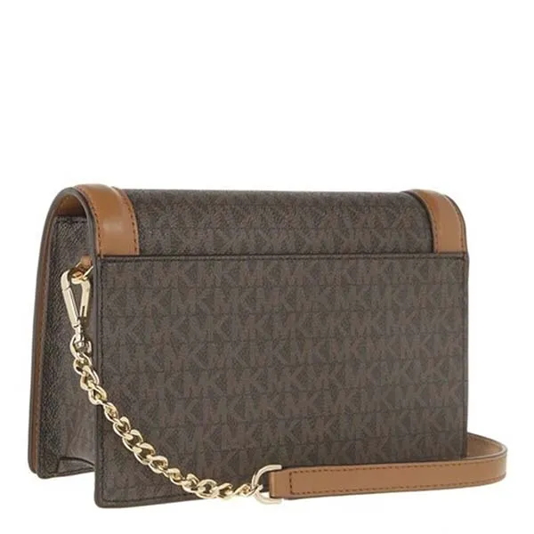 Túi Đeo Chéo Michael Kors MK Women's Jet Set Large Logo Crossbody Bag Màu Nâu Đen