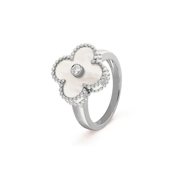 Nhẫn Jewery Luxury Alhambra Vintage Diamond Gold 18k White Gold M.O.P Màu Vàng Trắng - Trang sức - Vua Hàng Hiệu