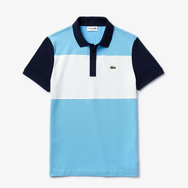 Áo Polo Lacoste Men's Stretch Colourblock PH5142 51 TYN Xanh Blue Phối Màu Size L