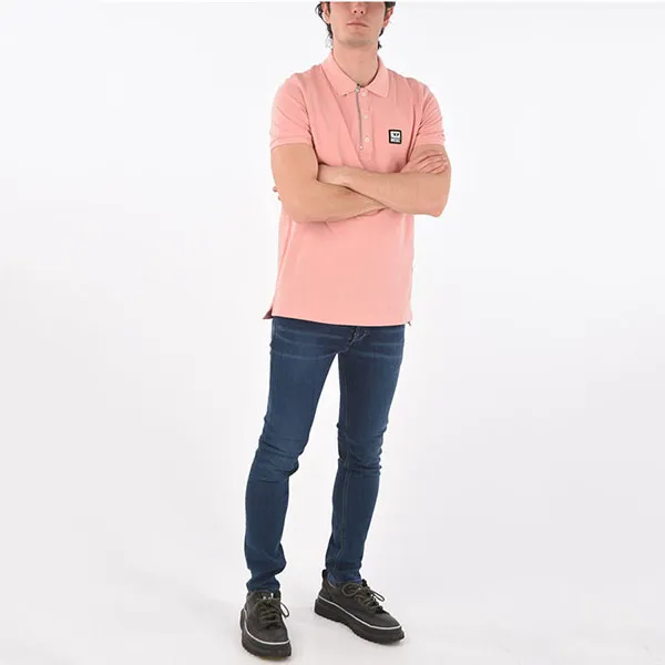 Áo Polo Diesel Pique' 3 Buttons T-Harry Polo Shirt With Half Zip Màu Hồng Size S
