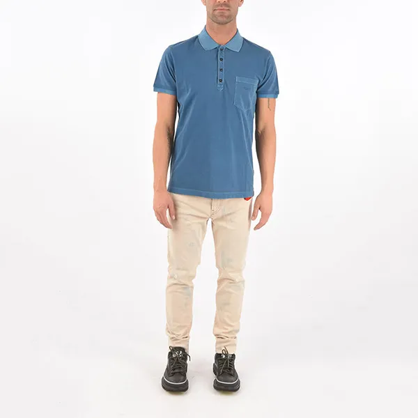 Áo Polo Diesel Pique' 4 Buttons T-Kal-2 Polo Shirt With Breast Pocket Màu Xanh Bò Size S
