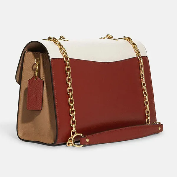 Túi Đeo Chéo Coach Lane Shoulder Bag In Colorblock Signature Canvas C8207 Màu Nâu Phối Trắng