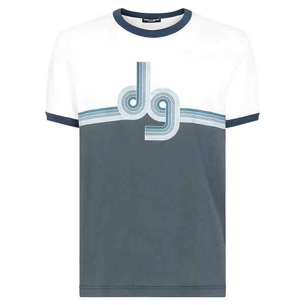 Áo Phông Nam Dolce & Gabbana D&G Men's White Stripes Crewneck T-Shirt Tee Small G8JX7T FI7Z0 HB2BF Màu Trắng