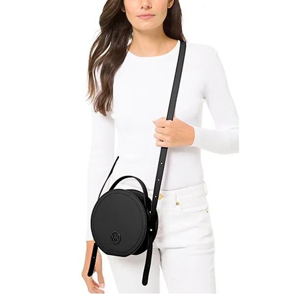 Túi Đeo Chéo Michael Kors MK Aidy Medium Leather Canteen Crossbody Bag Black 35S1GUWC2L Màu Đen