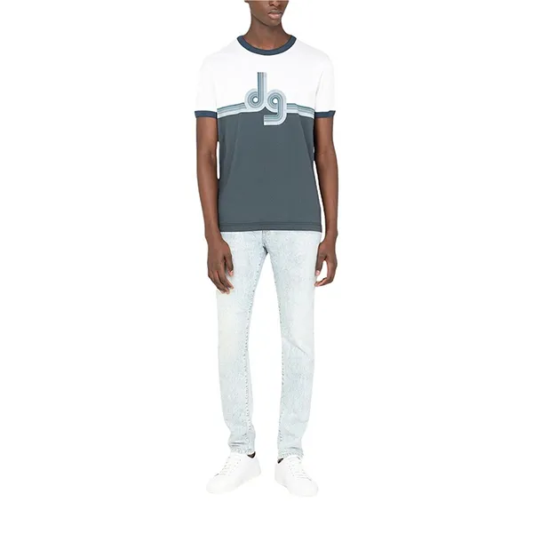 Áo Phông Nam Dolce & Gabbana D&G Men's White Stripes Crewneck T-Shirt Tee Small G8JX7T FI7Z0 HB2BF Màu Trắng