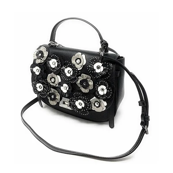 Túi Đeo Chéo Michael Kors MK Cassie Large TH Satchel Leather Handbag Bag Black/floral 35S9ST6S3T Màu Đen