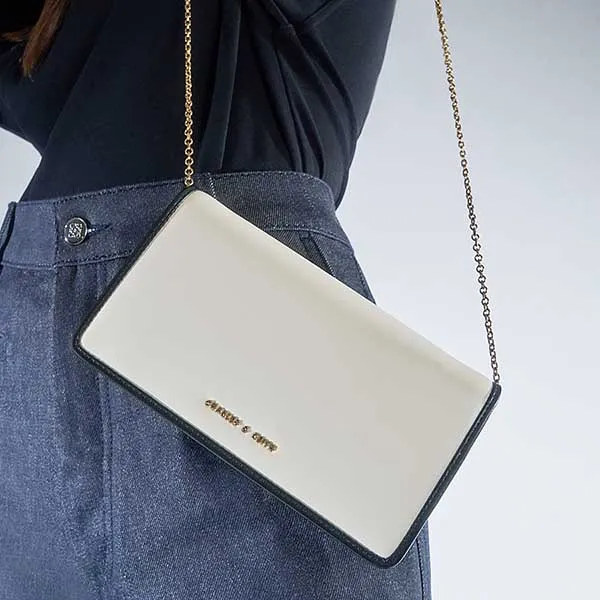 Ví Nữ Charles & Keith CNK Long Wallet - Cream CK6-10680911 Màu Kem