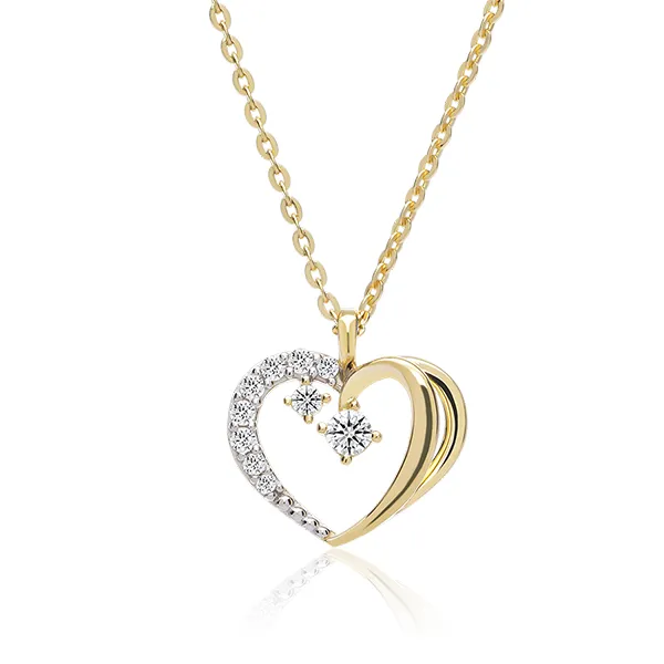 Dây Chuyền Huy Thanh Jewelry Madermoiselle DCMAMD 611 - 14K - Đá CZ Trắng Màu Vàng Gold
