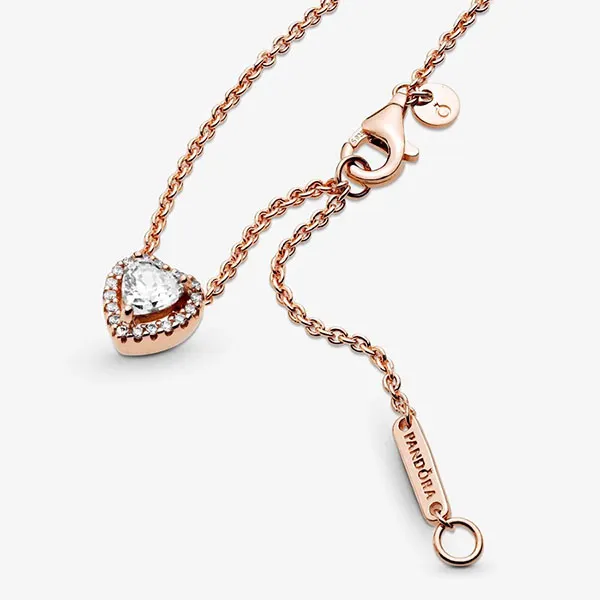 Dây Chuyền Pandora Sparkling Heart Collier Necklace 388425C01 Màu Vàng Hồng