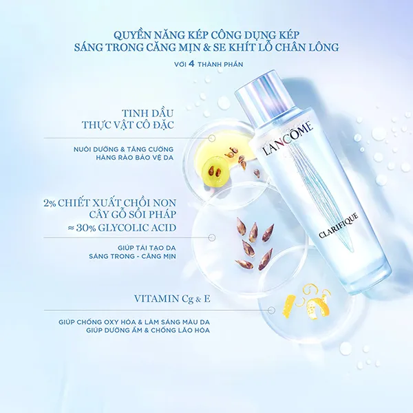 Nước Thần Cấp Ẩm Dưỡng Sáng Lancôme Clarifique Enzymatic Dual Essence 250ml