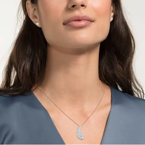 Set Dây Chuyền, Khuyên Tai Swarovski Nice Set, White, Rhodium Plated 5506758 Màu Bạc