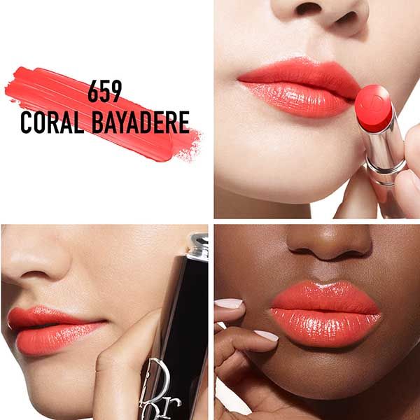 Son Dior Addict Hydrating Shine Lipstick 659 Coral Bayadère Màu San Hô - 3
