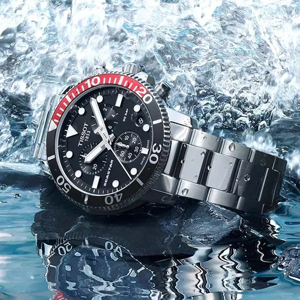 Đồng Hồ Nam Seastar 1000 Chronograph T120.417.11.051.01 45.5mm Màu Bạc Đen