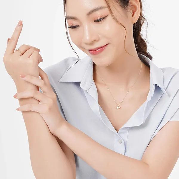 Dây Chuyền Huy Thanh Jewelry DCMAMD 170 - 14K - Đá Cubic Zirconia Màu Vàng Gold