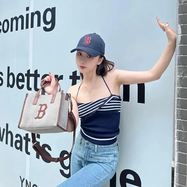 Túi Đeo Chéo Nữ MLB Basic Big Logo Canvas Small Tote Bag 3AORS062N-43BRD Màu Nâu - Túi xách - Vua Hàng Hiệu