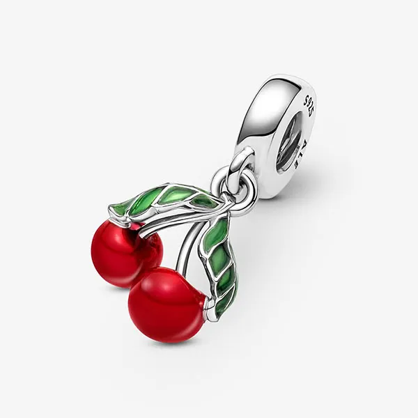Hạt Vòng Charm Pandora Asymmetrical Cherry Fruit Dangle 791583C01 Màu Đỏ Bạc C_ED - Trang sức - Vua Hàng Hiệu