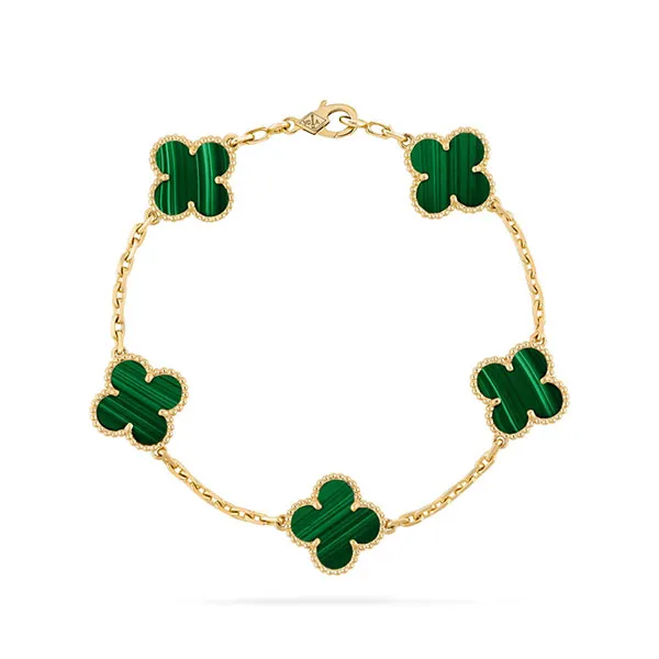 Vòng Đeo Tay Jewery Luxury Alhambra Malachite 18k Yellow Gold Màu Vàng Gold Size 15mm - Trang sức - Vua Hàng Hiệu