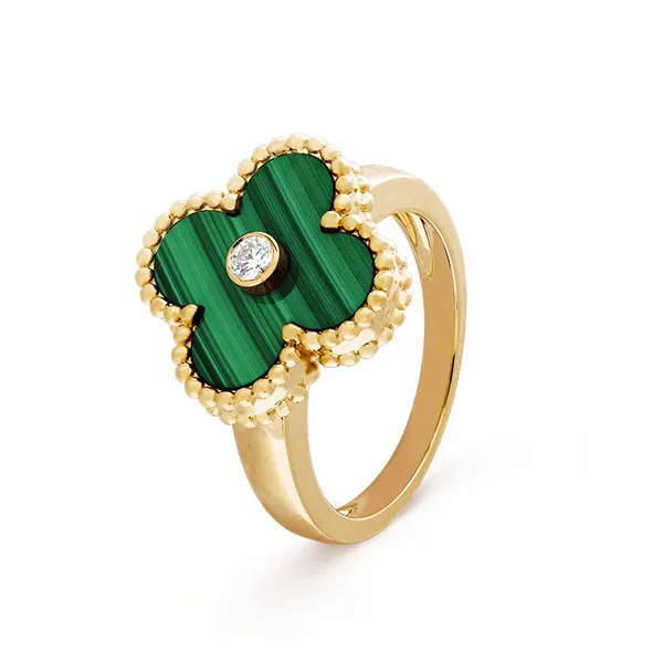 Nhẫn Jewery Luxury Alhambra Malachite Gold 18k Yellow Gold Màu Vàng Gold
