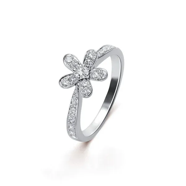 Nhẫn Jewery Luxury Socrate Ring 1 Flower Diamond 18k White Gold Màu Vàng Trắng - Trang sức - Vua Hàng Hiệu