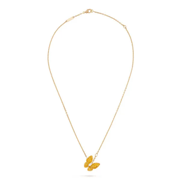 Dây Chuyền Van Cleef & Arpels Two Butterfly Diamond Sapphire 18k Yellow Gold Màu Vàng Gold - 1