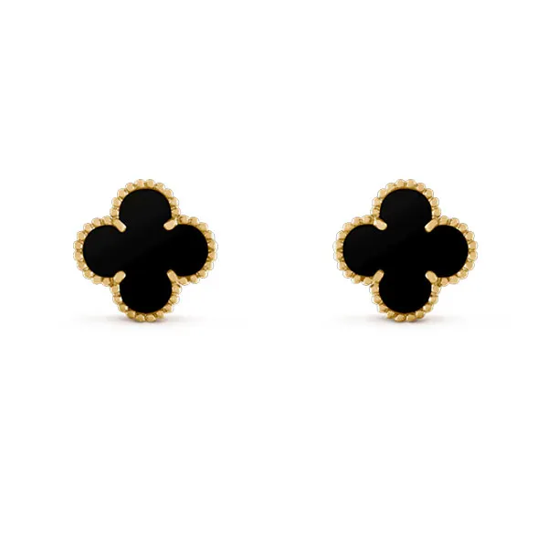 Khuyên Tai Jewery Luxury Alhambra Onyx Gold 18k Yellow Gold Màu Vàng Gold 15mm - Trang sức - Vua Hàng Hiệu