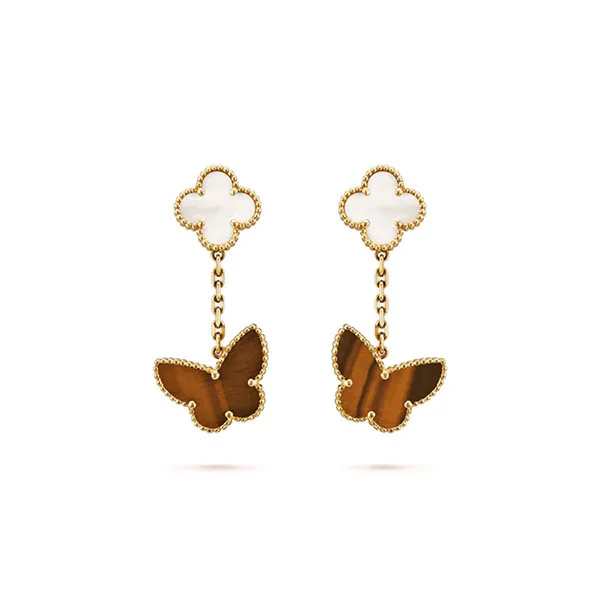 Khuyên Tai Jewery Luxury Alhambra M.O.P Ft Butterfly Tiger Eye Gold 18k Màu Vàng Gold - Trang sức - Vua Hàng Hiệu
